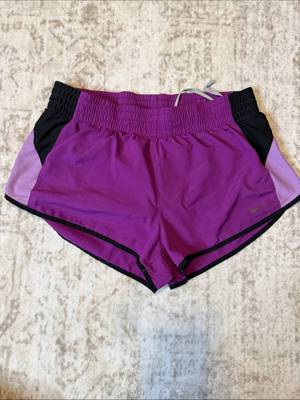 Nike Women's Purple Athletic Shorts with Black Trim